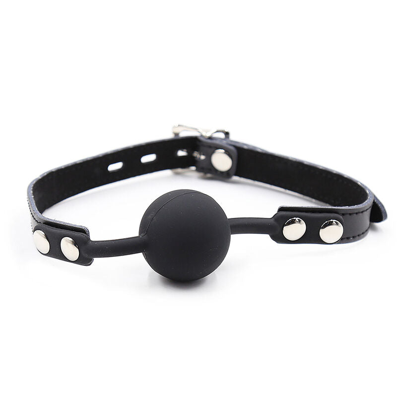 OHMAMA FETISH - SILICONE BALL GAG WITH LEATHER BELT (PATLOCK INCLUDED)