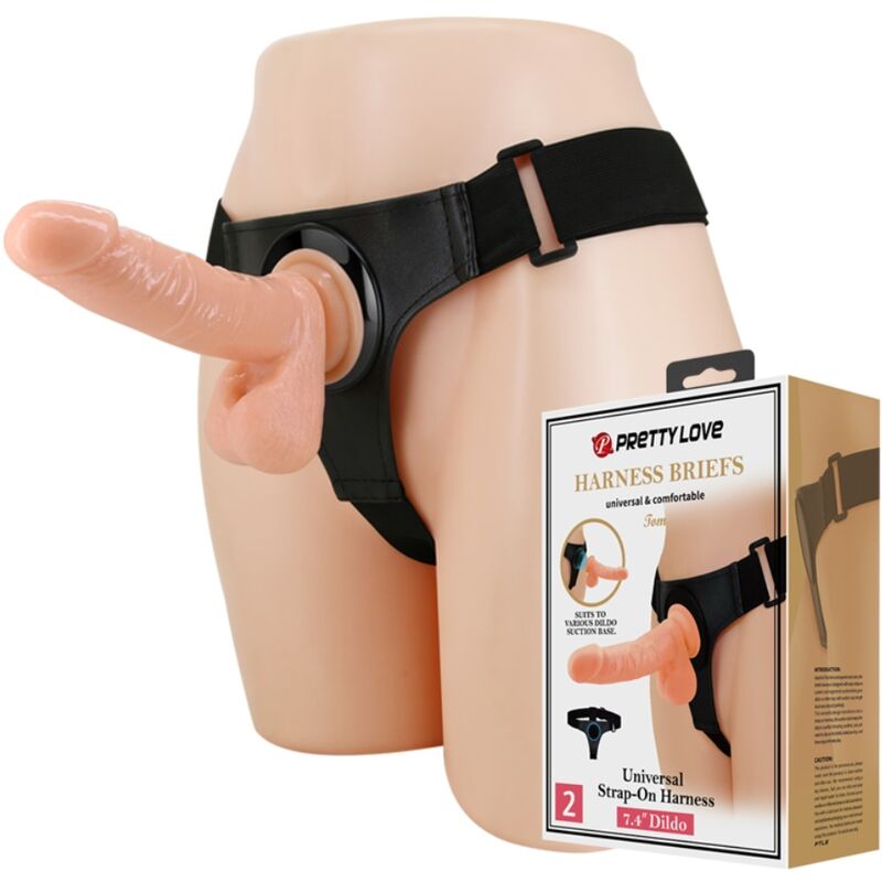 PRETTY LOVE - HARNESS PANTS UNIVERSAL HARNESS WITH DILDO TOM 20 CM NATURAL