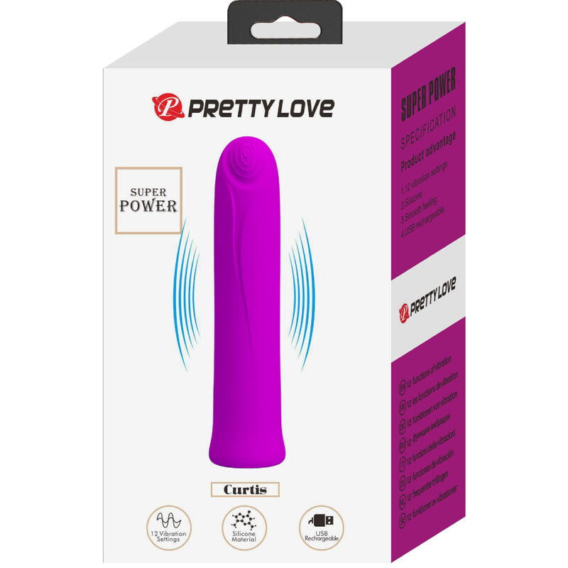 PRETTY LOVE - CURTIS MINI SUPER POWER VIBRATOR 12 PURPLE SILICONE VIBRATIONS