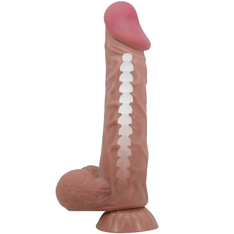 PRETTY LOVE - REALISTIC DILDO FROM THE SLIDING SKIN SERIES WITH SLIDING SKIN SUCTION CUP BROWN 24 CM