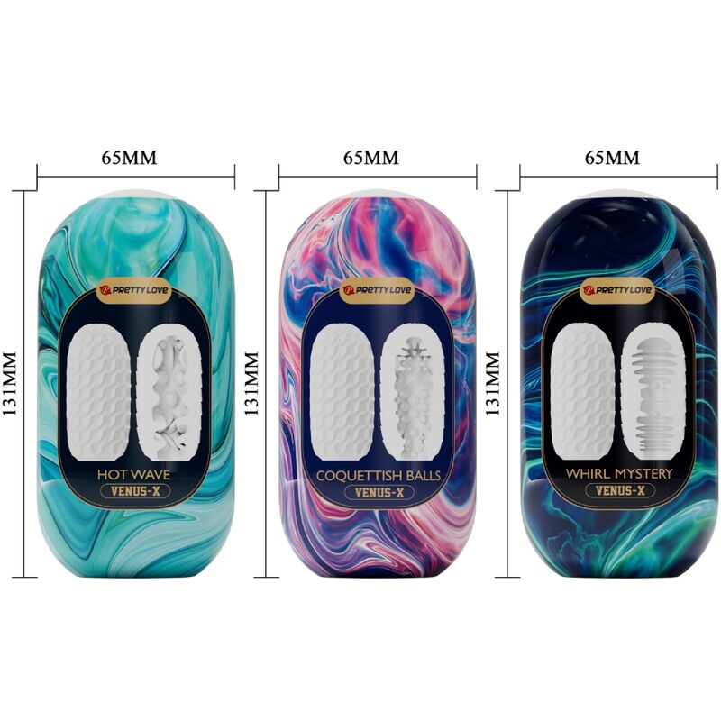 PRETTY LOVE - VENUS X 15 MALE SILICONE MASTURBATORS, WHITE