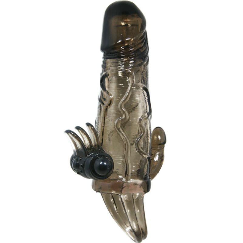 BAILE - BRAVE MAN PENIS SHELL WITH CLITORAL AND ANAL StimULATION DOUBLE BALL BLACK 16.5 CM