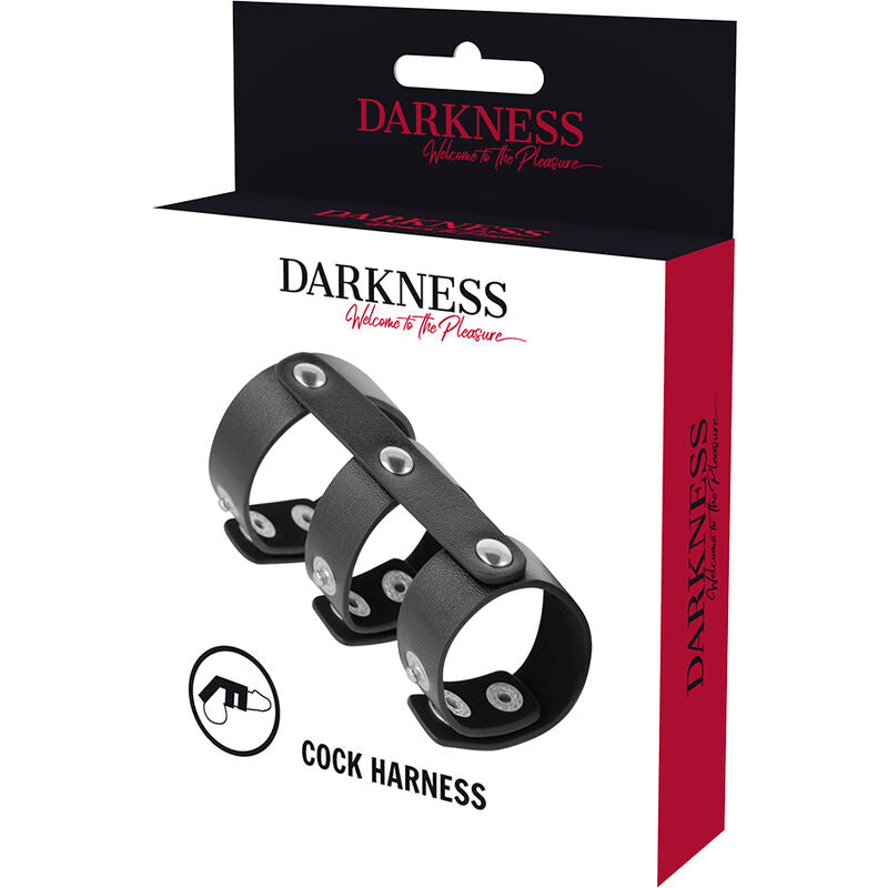 DARKNESS - ADJUSTABLE DOUBLE PENIS AND SCASS RING MADE OF LEATHER