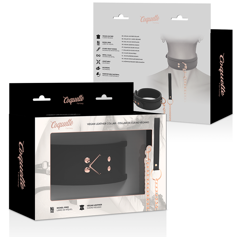 COQUETTE CHIC DESIRE - FANTASY NECKLACE MADE OF VEGAN LEATHER WITH STRAP AND NEOPRENE LINING