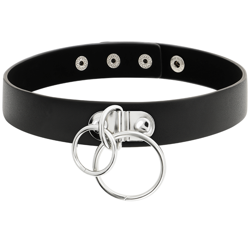COQUETTE CHIC DESIRE - DOUBLE RING NECKBAND MADE OF VEGAN LEATHER