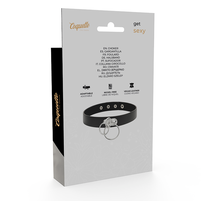 COQUETTE CHIC DESIRE - DOUBLE RING NECKBAND MADE OF VEGAN LEATHER