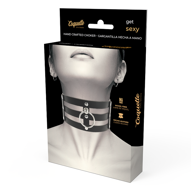 COQUETTE CHIC DESIRE - VEGAN LEATHER NECKLACE IN FETISH STYLE