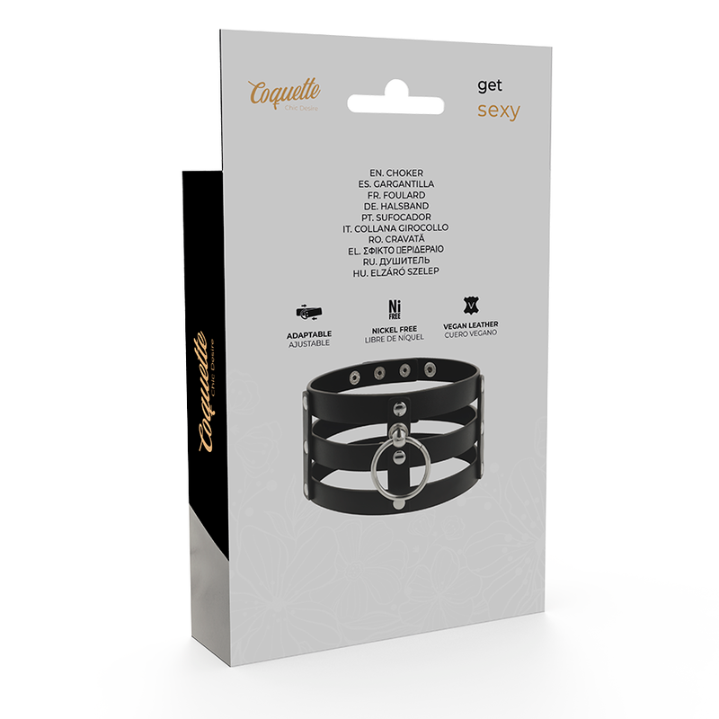 COQUETTE CHIC DESIRE - VEGAN LEATHER NECKLACE IN FETISH STYLE