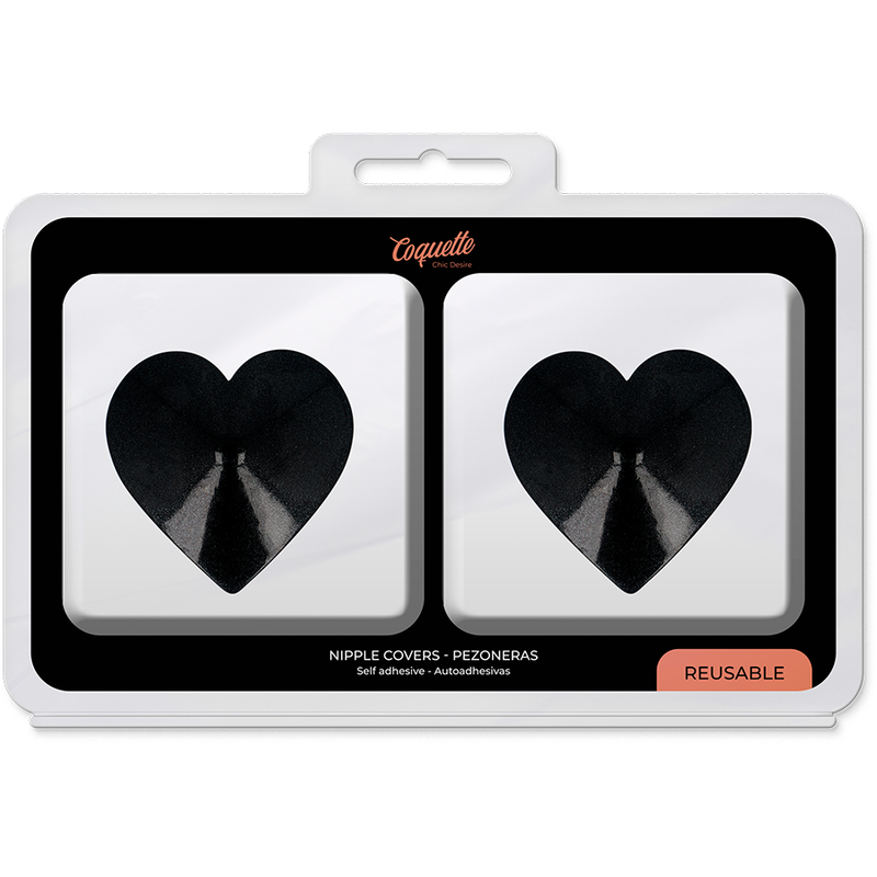 COQUETTE CHIC DESIRE - NIPPLE COVERS WITH BLACK HEARTS