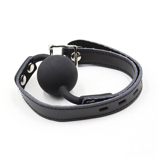 OHMAMA FETISH - SILICONE BALL GAG WITH LEATHER BELT (PATLOCK INCLUDED)