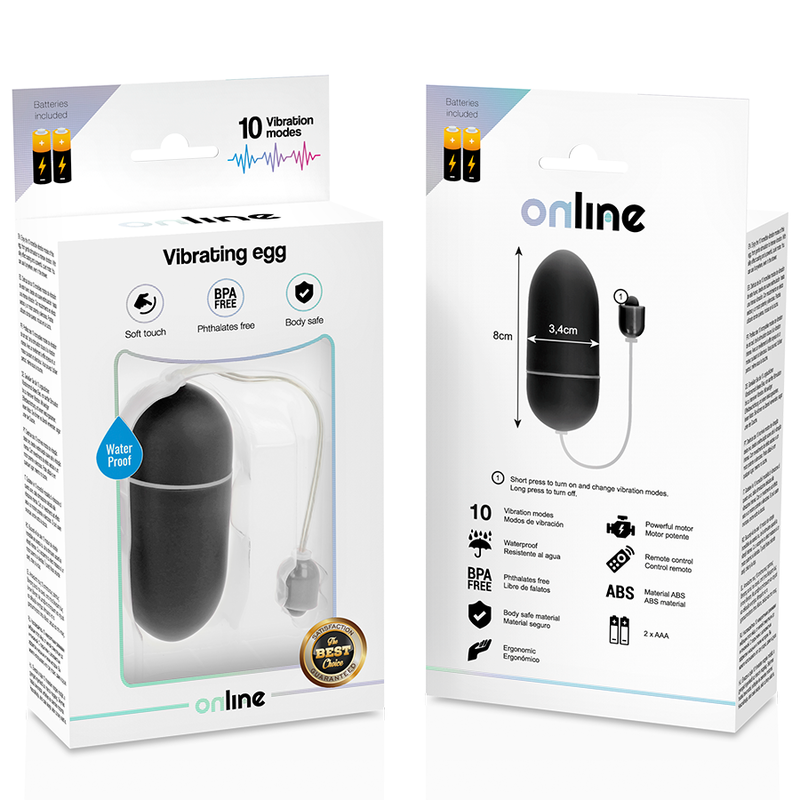 ONLINE - BLACK WATERPROOF VIBRATION EGG