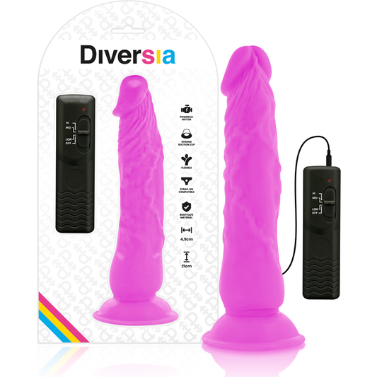 DIVERSIA - FLEXIBLE VIBRANT DILDO PURPLE 21 CM -O- 4.9 CM