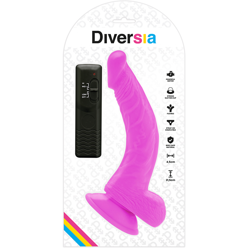 DIVERSIA - FLEXIBLE VIBRANT DILDO PURPLE 21.5 CM -O- 4.5 CM