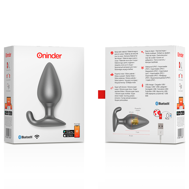 ONINDER - RIO VIBRATORY ANAL PLUG BLACK - FREE APP