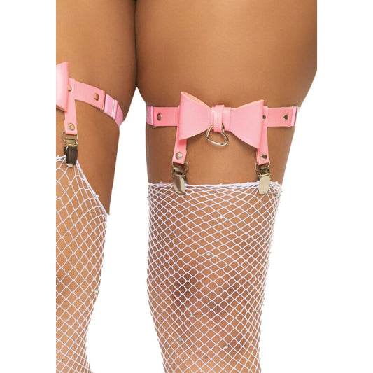 LEG AVENUE - VEGAN LEATHER TOP - HIGH GARTER - ONE SIZE - PINK