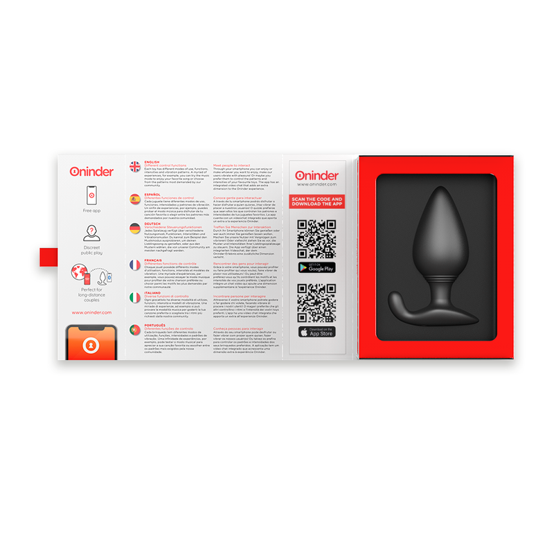 ONINDER - RIO VIBRATORY ANAL PLUG BLACK - FREE APP
