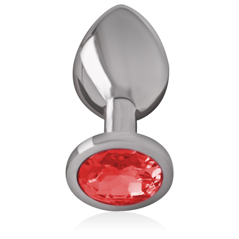INTENSE - ALUMINUM METAL ANAL PLUG WITH RED CRYSTAL, SIZE S