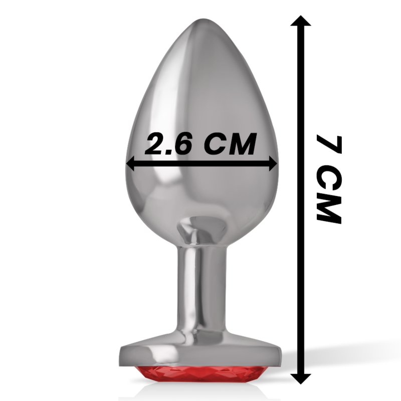 INTENSE - ALUMINUM METAL ANAL PLUG WITH RED CRYSTAL, SIZE S