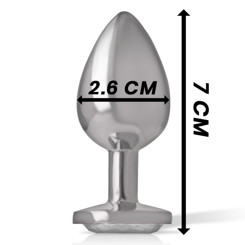 INTENSE - ALUMINUM METAL ANAL PLUG WITH SILVER CRYSTAL, SIZE S