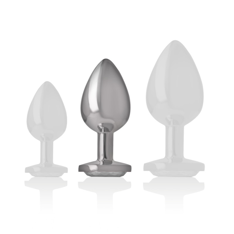 INTENSE - ALUMINUM METAL ANAL SPLUG WITH SILVER CRYSTAL, SIZE M