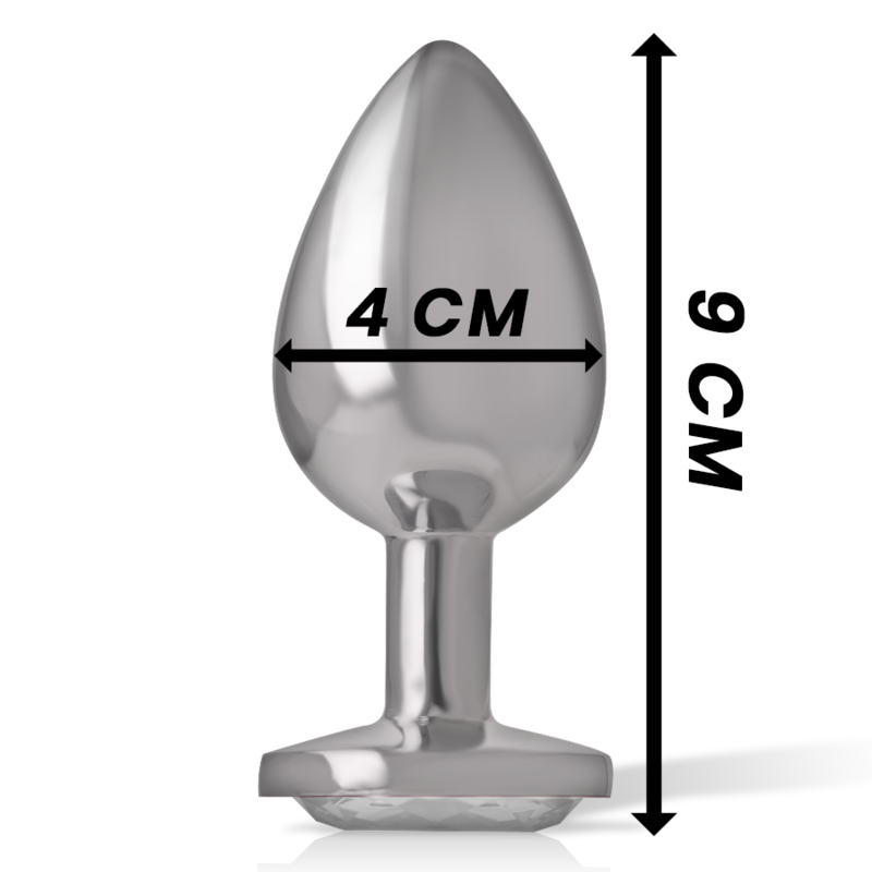INTENSE - ALUMINUM METAL ANAL PLUG WITH SILVER CRYSTAL, SIZE L