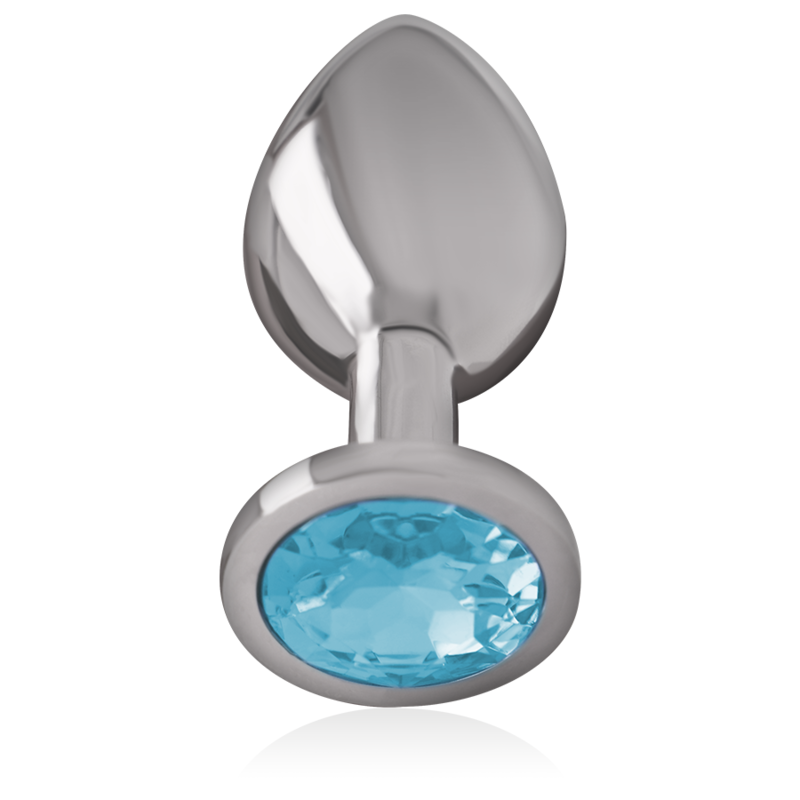 INTENSE - ALUMINUM METAL ANAL PLUG WITH BLUE GLASS, SIZE M
