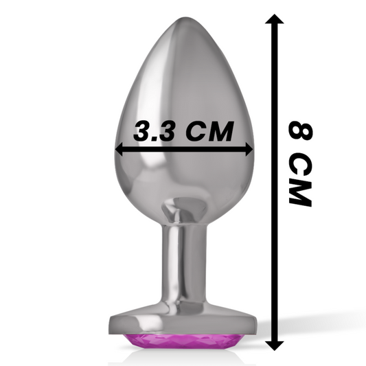 INTENSE - ALUMINUM METAL ANAL PLUG WITH PINK CRYSTAL, SIZE M
