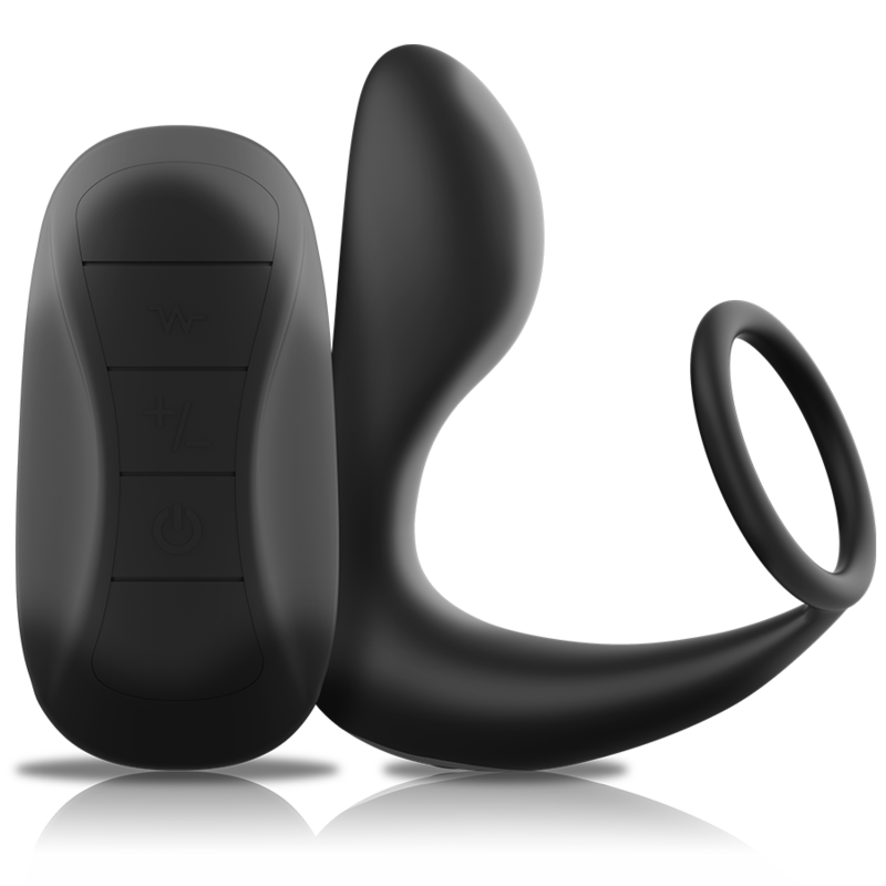 BLACK&amp;SILVER - ANAL MASSAGER WITH REMOTE CONTROL, RECHARGEABLE SILICONE BLACK