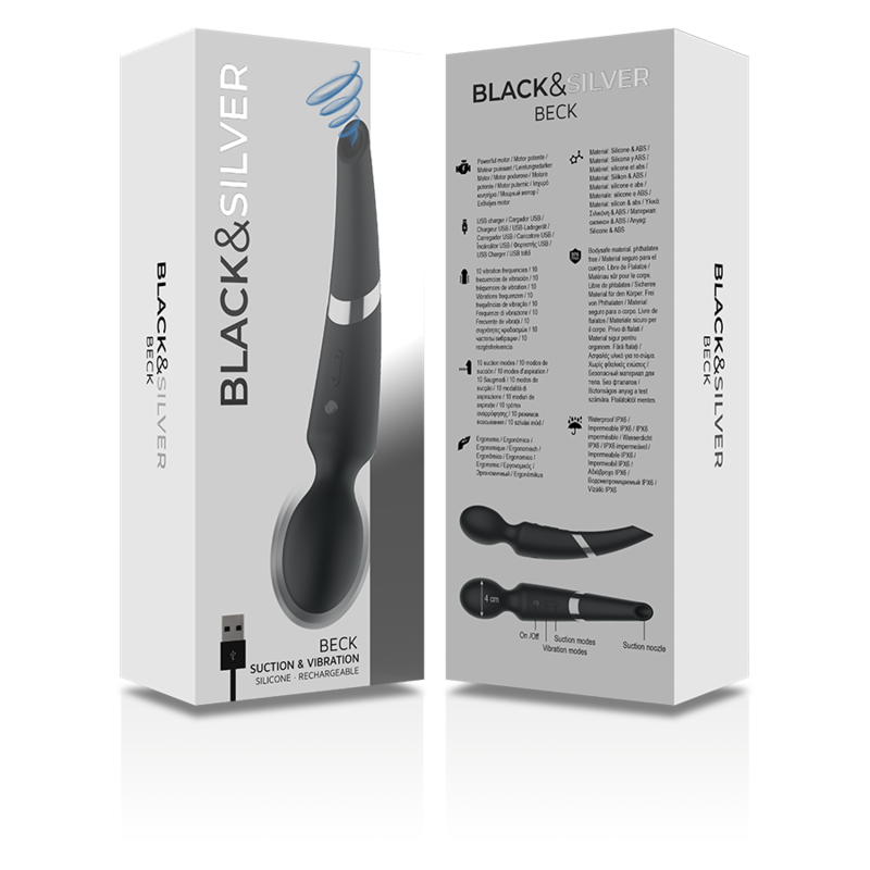BLACK&amp;SILVER - BECK ROD AND SUCTION CUP 2 IN 1 SILICONE