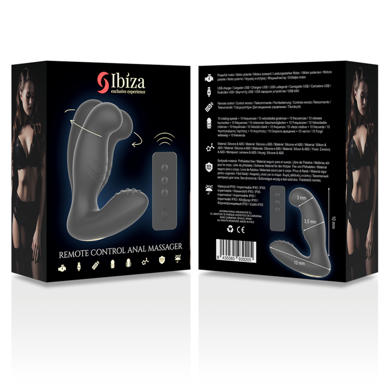 IBIZA - ANAL MASSAGER WITH REMOTE CONTROL 10 x 3.5 CM