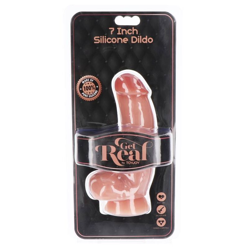 GET REAL - SILICON DILDO 18 CM WITH BALLS SKIN