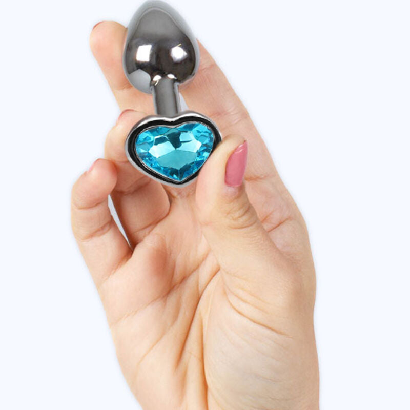 SECRETPLAY - METAL BUTT PLUG, BLUE HEART, SMALL SIZE 7 CM