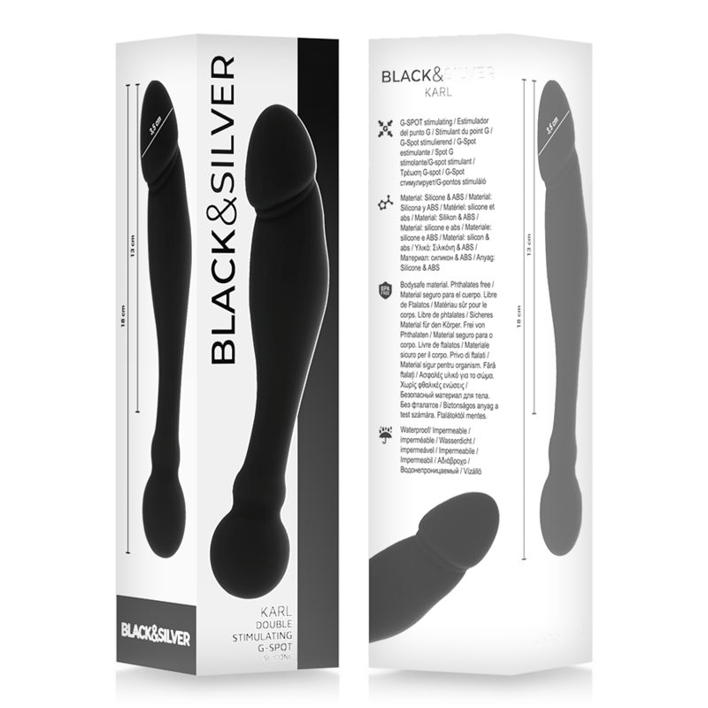 BLACK&amp;SILVER - KARL G-SPOT Stimulating Dildo 18 cm