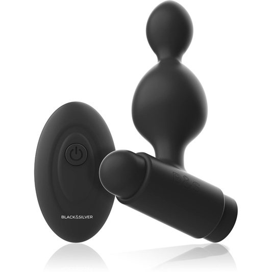 BLACK&amp;SILVER - TUCKER SMALL SILICONE ANAL PLUGS WITH REMOTE CONTROL