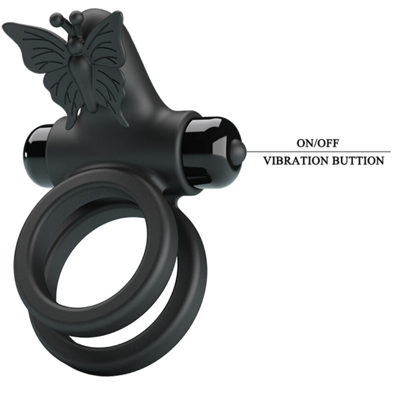 PRETTY LOVE - DOUBLE VIBRATOR RING WITH BLACK STIMULATOR