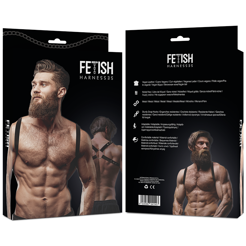 FETISH SUBMISSIVE ATTITUDE - BACK HARNESS MADE OF ECO-LEATHER FOR MEN