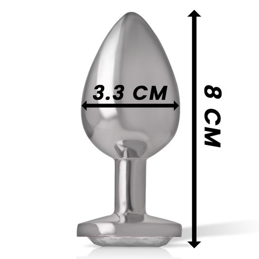 INTENSE - ALUMINUM METAL ANAL PLUG, WHITE HEART, SIZE M
