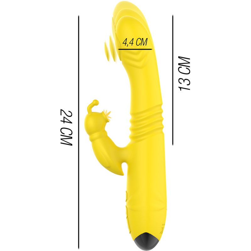 INTENSE - TOKY MULTIFUNCTION VIBRATOR UP &amp; DOWN WITH CLITORAL STIMULATOR YELLOW