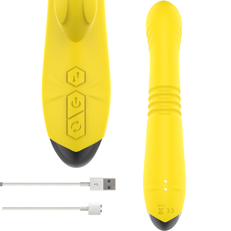 INTENSE - TOKY MULTIFUNCTION VIBRATOR UP &amp; DOWN WITH CLITORAL STIMULATOR YELLOW
