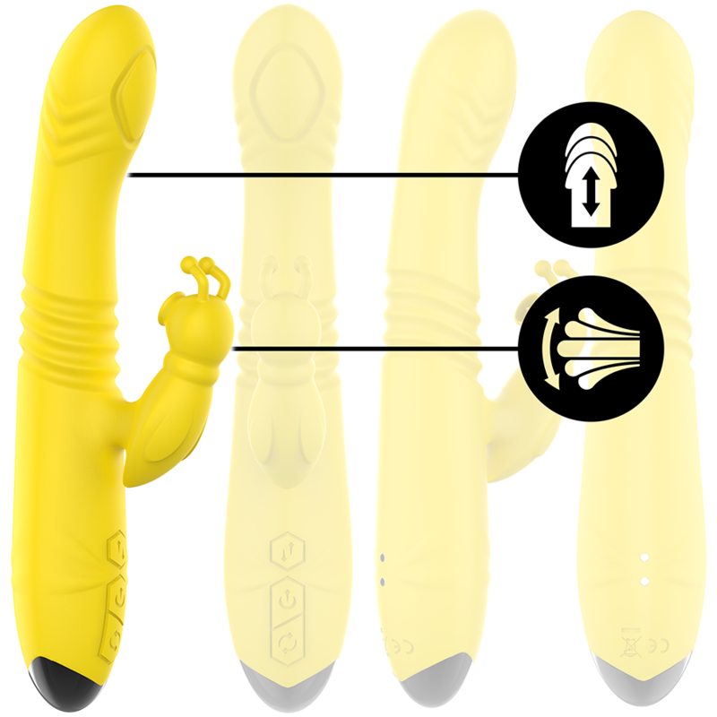INTENSE - TOKY MULTIFUNCTION VIBRATOR UP &amp; DOWN WITH CLITORAL STIMULATOR YELLOW