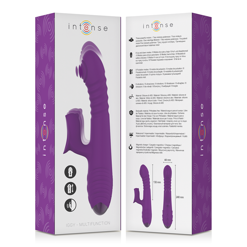 INTENSE - IGGY MULTIFUNCTIONAL RECHARGEABLE VIBRATOR UP &amp; DOWN WITH CLITORAL STIMULATOR PURPLE