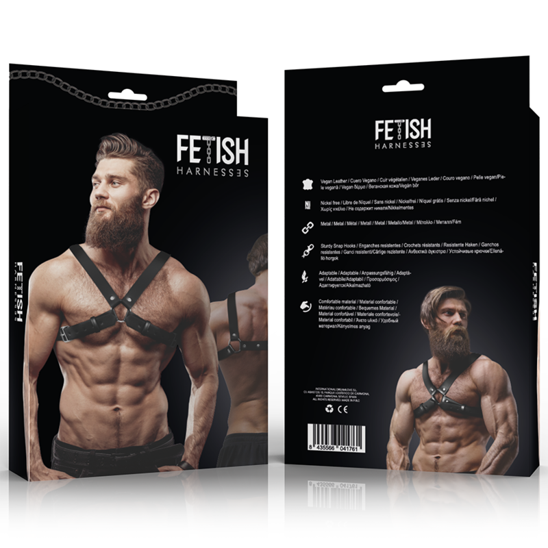 FETISH SUBMISSIVE ATTITUDE - ADJUSTABLE ECO-LEATHER BULLDOG CHEST HARNESS FOR MEN