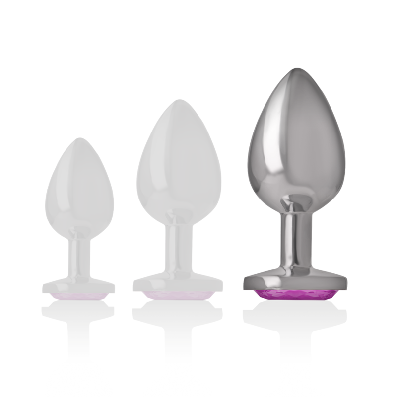 INTENSE - ALUMINUM METAL ANAL PLUG WITH PINK CRYSTAL, SIZE L