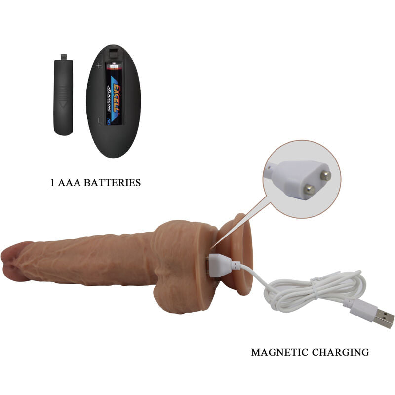PRETTY LOVE - JONATHAN SILICONE DILDO 3 VIBRATIONS + 3 INSERTATION MEASURES REMOTE CONTROL 21 CM