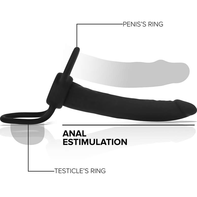 MYTHOLOGY - COBI ONYX ANAL DILDO WITH COCK AND SHOULDER RING 13 CM SILICONE
