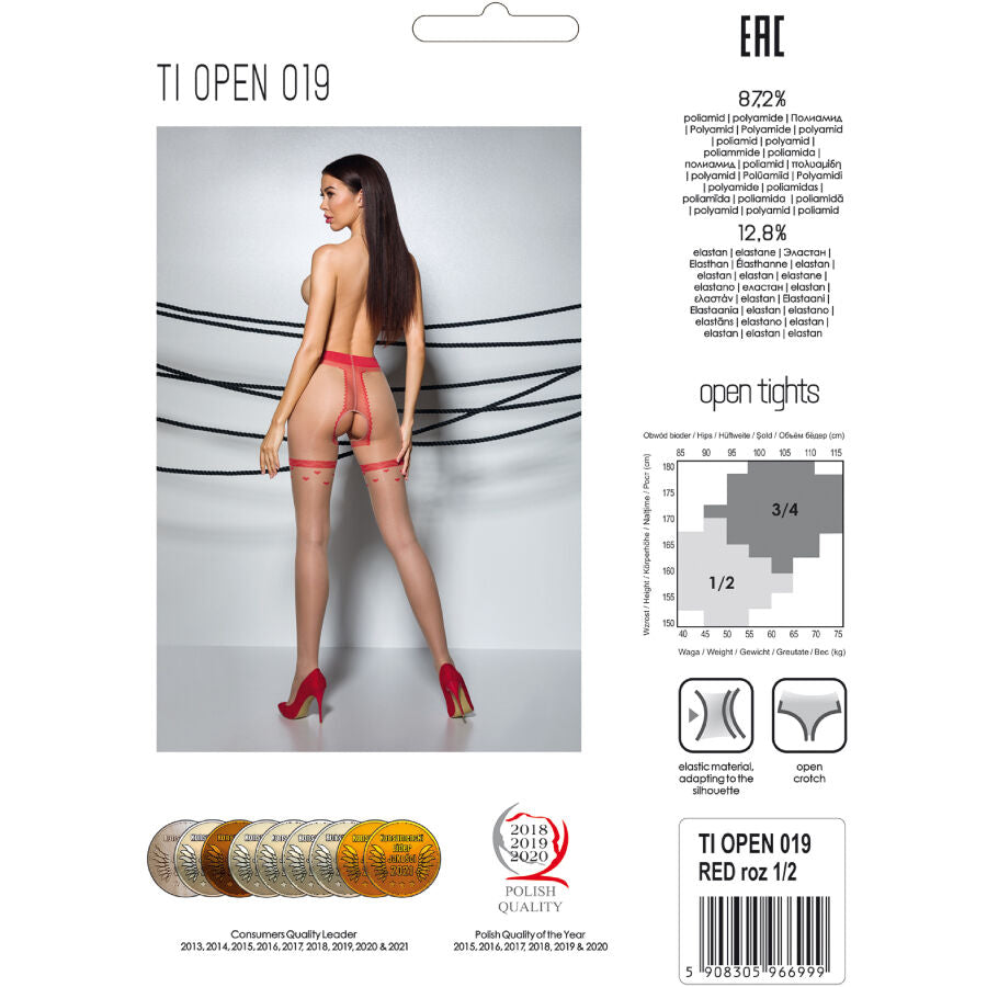 PASSION - TIOPEN 019 SCHWARZ/ROT STRUMPFHOSE 3/4 20 DEN