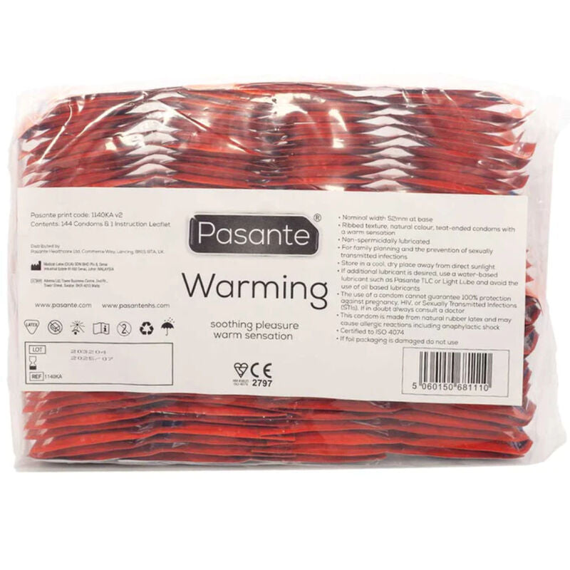 PASANTE - CONDOMS WITH WARMING EFFECT, 144 UNITS IN A POUCH