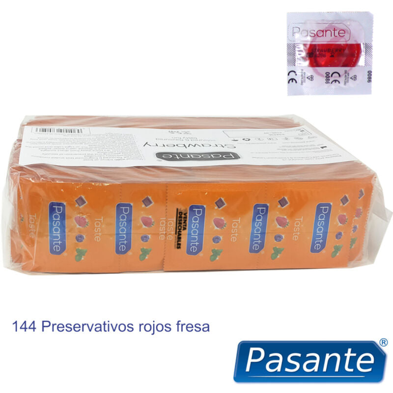 PASANTE - STRAWBERRY FLAVOR CONDOMS 144 UNITS
