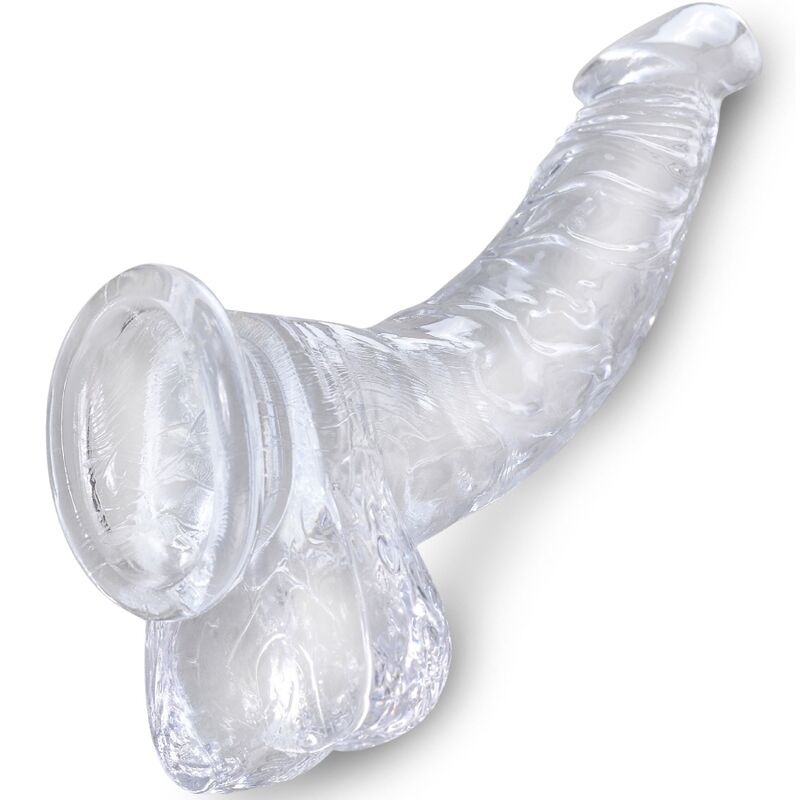 KING COCK - CLEARLY REALISTIC CURVED PENIS WITH 16.5 CM TRANSPARENT TESTICLES