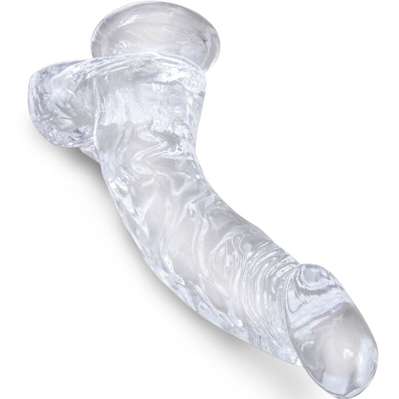KING COCK - CLEARLY REALISTIC CURVED PENIS WITH 16.5 CM TRANSPARENT TESTICLES